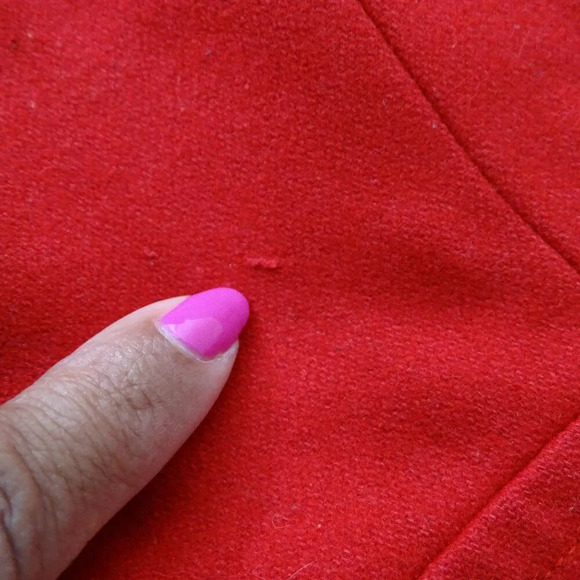 Tulle Red Wool Blend Peacoat Trench Coat Women Size S Button Closure FLAWS - Picture 14 of 15